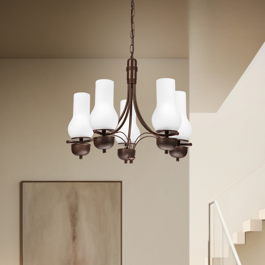 Brilagi - LED Chandelier on a chain COTTAGE 5xE14/40W/230V oak/white