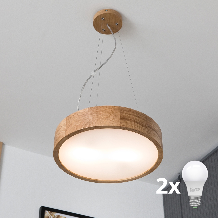 Brilagi - LED Chandelier on a string CARVALHO 2xE27/60W/230V oak d. 37 cm