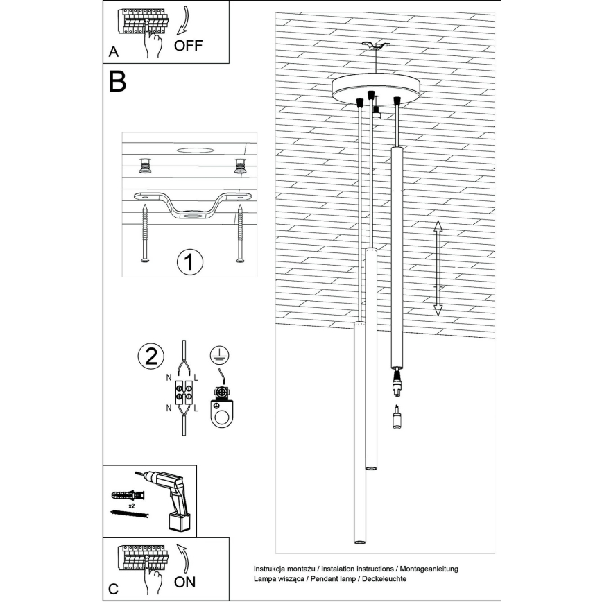 Brilagi -  LED Chandelier on a string DRIFA 3xG9/4W/230V black
