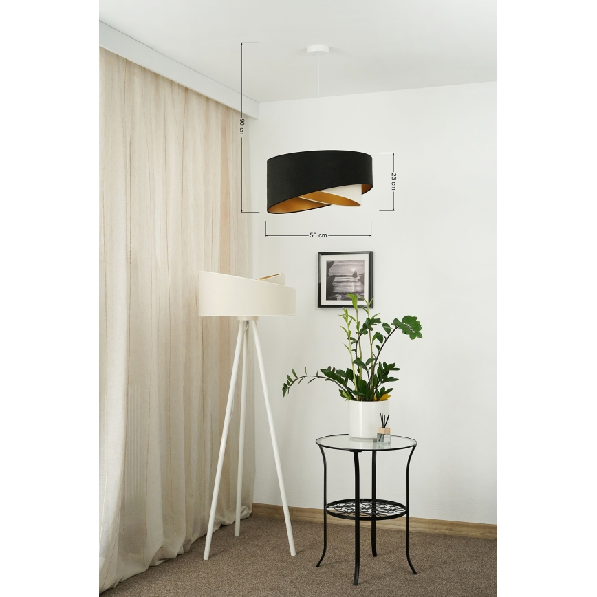 Brilagi - LED Chandelier on a string LYRA 1xE27/15W/230V black/creamy/gold
