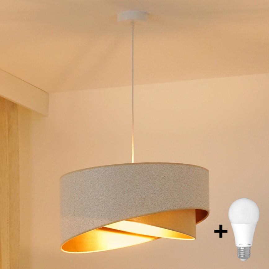 Brilagi - LED Chandelier on a string LYRA 1xE27/15W/230V white/beige/gold