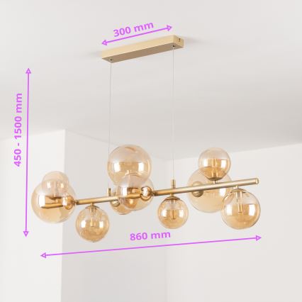 Brilagi - LED Chandelier on a string MILLA 10xG9/3W/230V gold