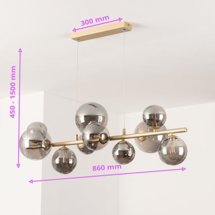 Brilagi - LED Chandelier on a string MILLA 10xG9/3W/230V gold/smoky