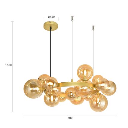 Brilagi - LED Chandelier on a string MILLA 15xG9/3W/230V gold