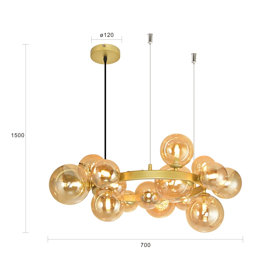Brilagi - LED Chandelier on a string MILLA 15xG9/3W/230V gold