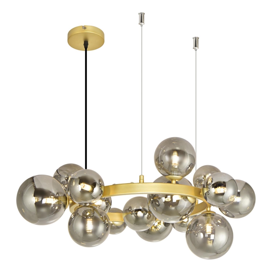Brilagi - LED Chandelier on a string MILLA 15xG9/3W/230V gold/smoky