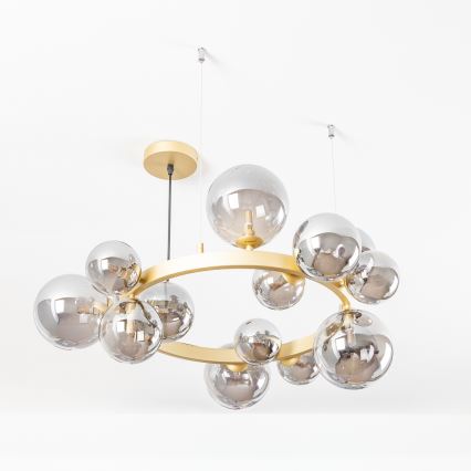 Brilagi - LED Chandelier on a string MILLA 15xG9/3W/230V gold/smoky