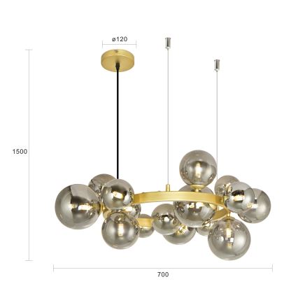 Brilagi - LED Chandelier on a string MILLA 15xG9/3W/230V gold/smoky