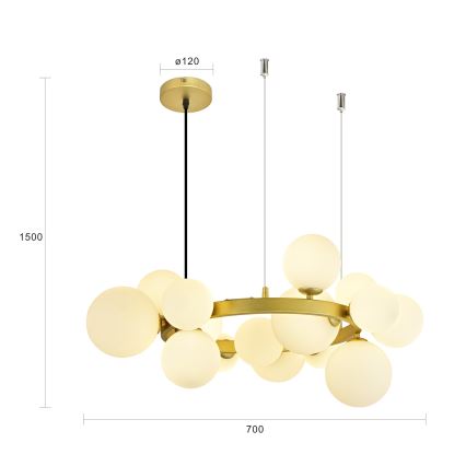 Brilagi - LED Chandelier on a string MILLA 15xG9/3W/230V gold/white