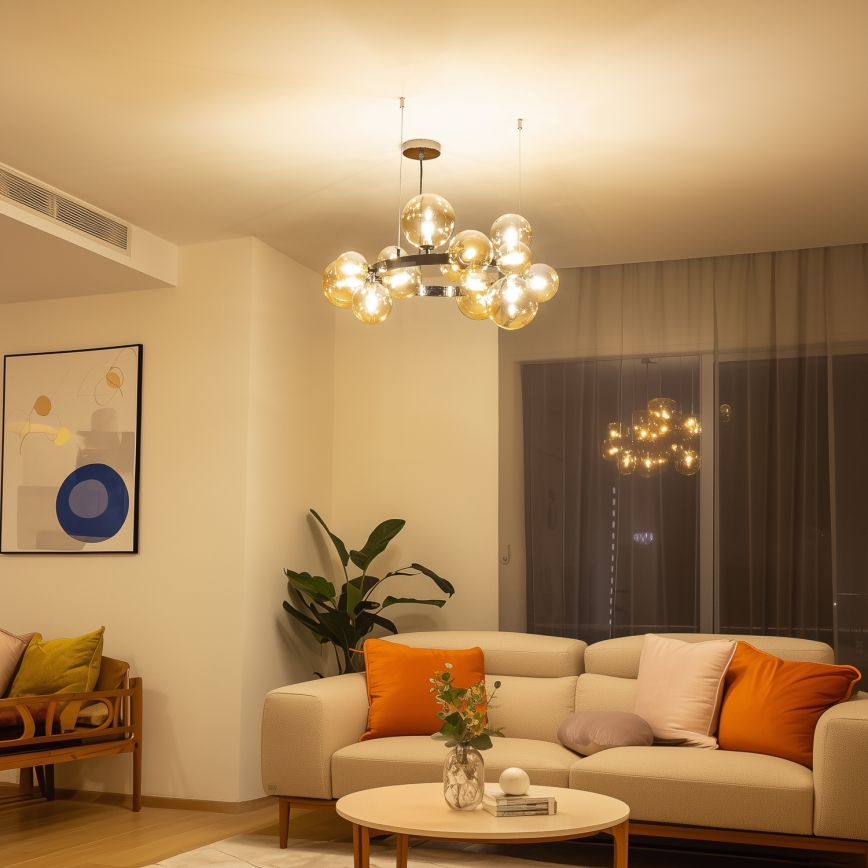 Brilagi - LED Chandelier on a string MILLA 15xG9/3W/230V shiny chrome/gold