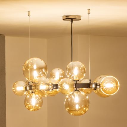 Brilagi - LED Chandelier on a string MILLA 15xG9/3W/230V shiny chrome/gold