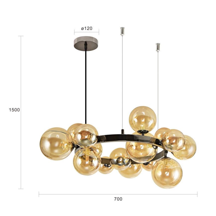 Brilagi - LED Chandelier on a string MILLA 15xG9/3W/230V shiny chrome/gold