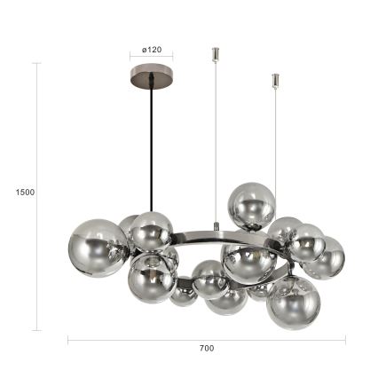 Brilagi - LED Chandelier on a string MILLA 15xG9/3W/230V shiny chrome/smoky