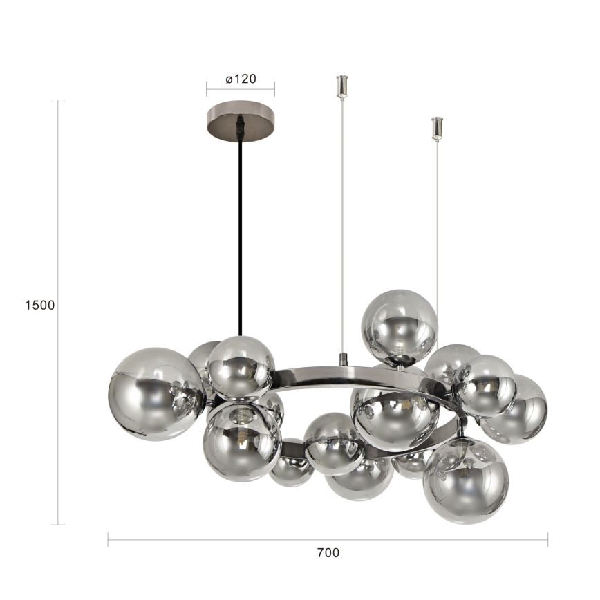 Brilagi - LED Chandelier on a string MILLA 15xG9/3W/230V shiny chrome/smoky