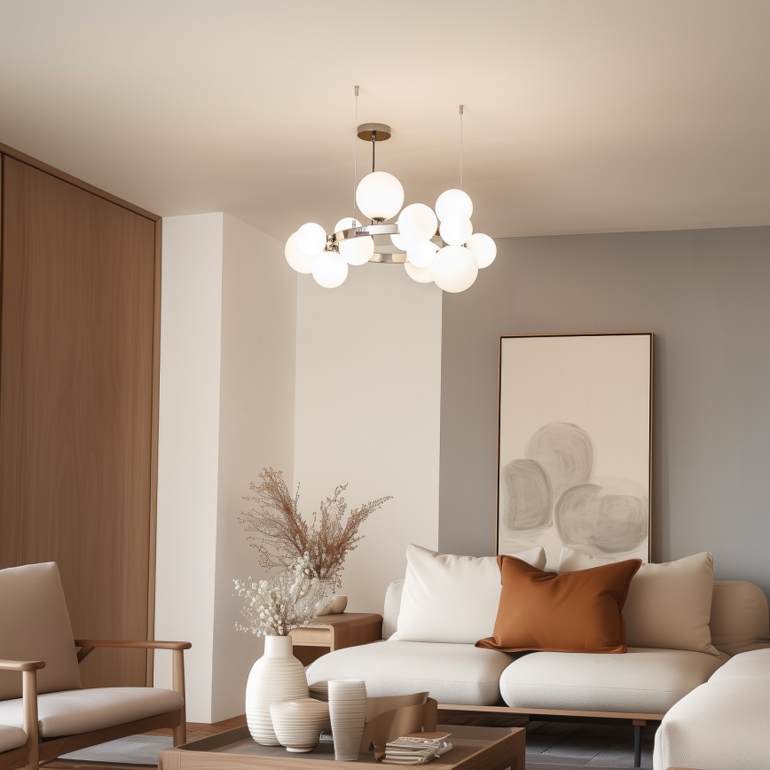 Brilagi - LED Chandelier on a string MILLA 15xG9/3W/230V shiny chrome/white