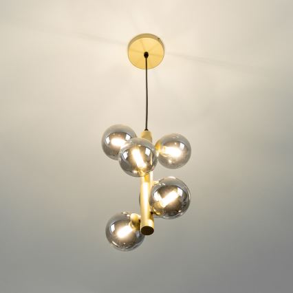 Brilagi - LED Chandelier on a string MILLA 6xG9/3W/230V gold/smoky
