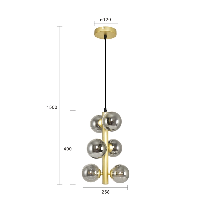 Brilagi - LED Chandelier on a string MILLA 6xG9/3W/230V gold/smoky