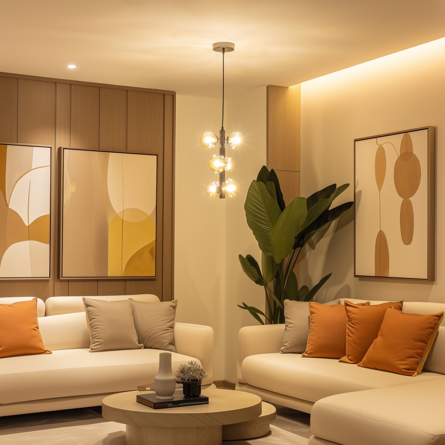 Brilagi - LED Chandelier on a string MILLA 6xG9/3W/230V shiny chrome/gold