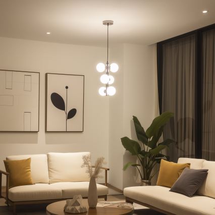 Brilagi - LED Chandelier on a string MILLA 6xG9/3W/230V shiny chrome/white