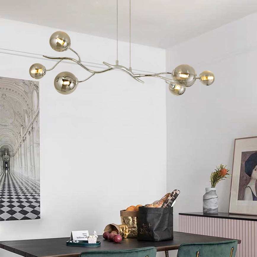 Brilagi - LED Chandelier on a string MISTEL 6xG9/3W/230V shiny chrome/smoky