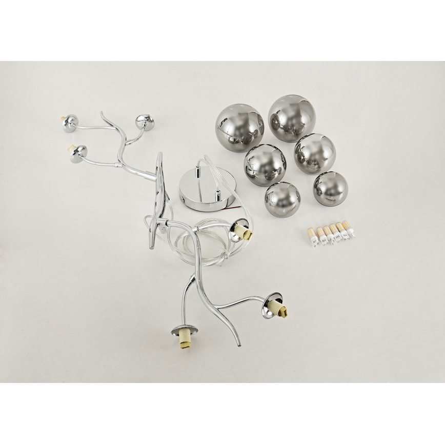 Brilagi - LED Chandelier on a string MISTEL 6xG9/3W/230V shiny chrome/smoky