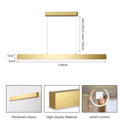 Brilagi - LED Chandelier on a string SLEEKLINE LED/40W/230V 3000/4500/6000K gold