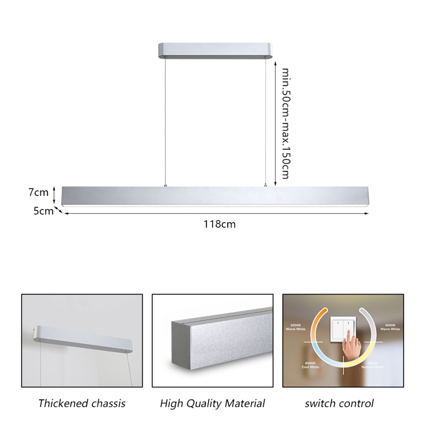 Brilagi - LED Chandelier on a string SLEEKLINE LED/40W/230V 3000/4500/6000K silver