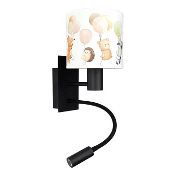 BRILAGI - LED Children's Adjustable Wall Lamp BOBO 1xE27/25W/230V + LED/3W black/white/animal motifs