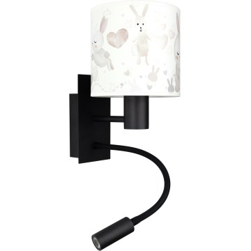BRILAGI - LED Children's Adjustable Wall Lamp BOBO 1xE27/25W/230V + LED/3W black/white/bunny design