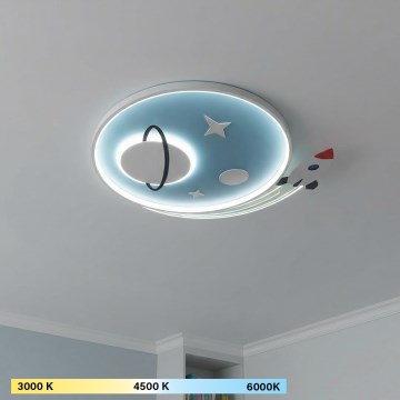 Brilagi -LED Children's Ceiling Light STARSHIP LED/64W/230V 3000/4500K Blue