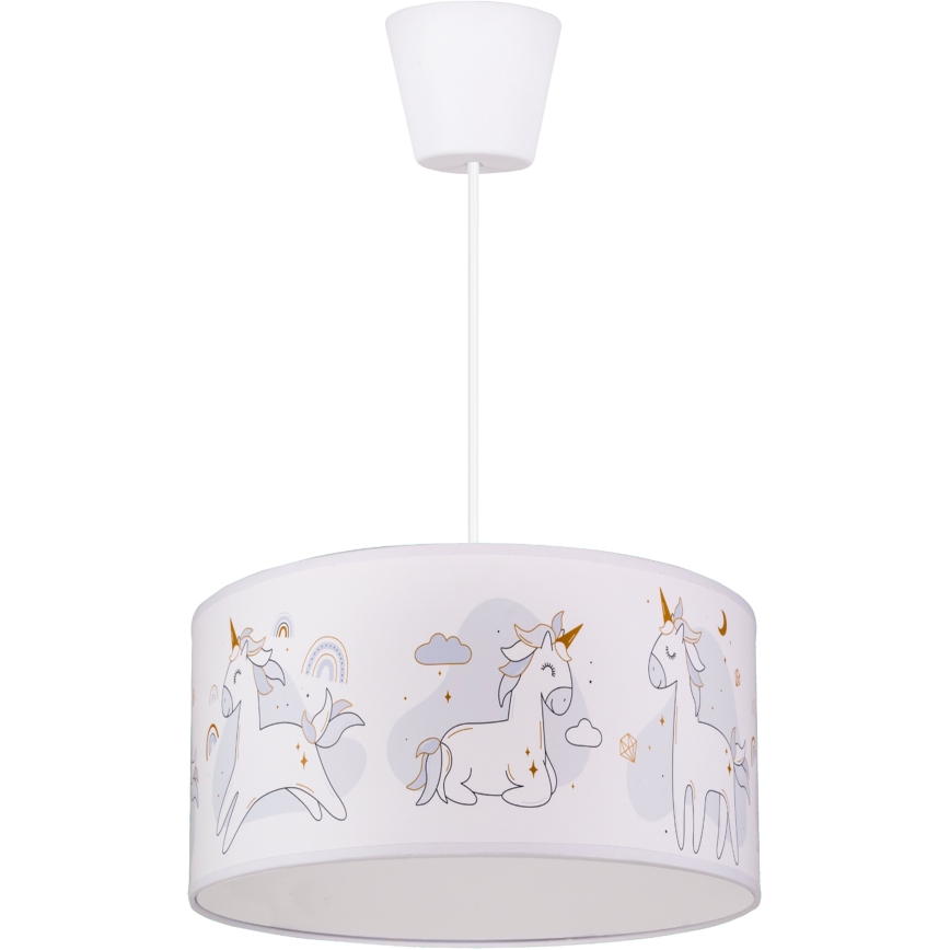 Brilagi - BOBO LED children's pendant light suspended on cable 1xE27/10W/230V, Ø 35 cm, white/unicorns