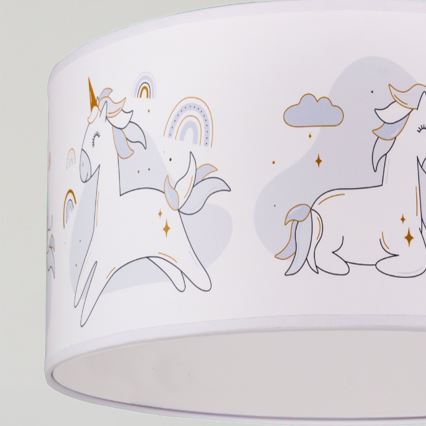 Brilagi - BOBO LED children's pendant light suspended on cable 1xE27/10W/230V, Ø 35 cm, white/unicorns