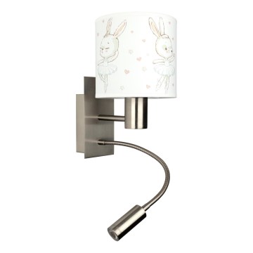 BRILAGI - LED Children's Flexible Wall Lamp BOBO 1xE27/25W/230V + LED/3W matte chrome/white/bunnies