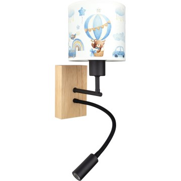 BRILAGI - LED Children's Flexible Wall Lamp BOBO WOOD 1xE27/25W/230V + LED/3W oak/black/white/blue/teddy bears