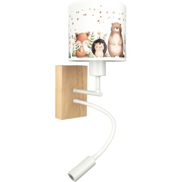 BRILAGI - LED Children's Flexible Wall Lamp BOBO WOOD 1xE27/25W/230V + LED/3W oak/white/animals
