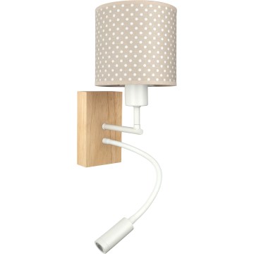 BRILAGI - LED Children's Flexible Wall Lamp BOBO WOOD 1xE27/25W/230V + LED/3W oak/white/beige/polka dots