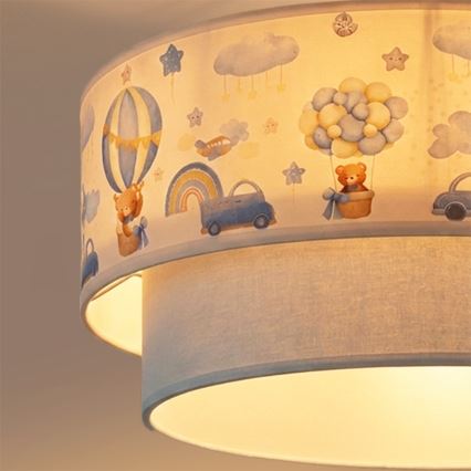 Brilagi - BOBO LED Flush-Mount Children's Ceiling Light 1×E27 / 10W / 230V, Ø 40 cm, cream/blue/teddy bears