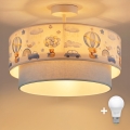 Brilagi-LED Children's flush-mount ceiling light BOBO 1xE27/60W/230V Ø40 cm cream/blue/bear motif.
