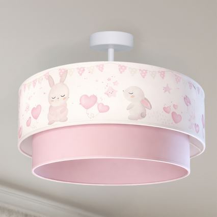 Brilagi - LED Children's Flush-Mount Ceiling Light BOBO 1xE27/60W/230V Ø 40 cm Cream/Pink with Bunny Motif