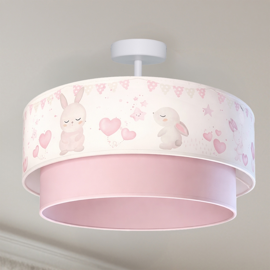 Brilagi - LED Children's Flush-Mount Ceiling Light BOBO 1xE27/60W/230V Ø 40 cm Cream/Pink with Bunny Motif