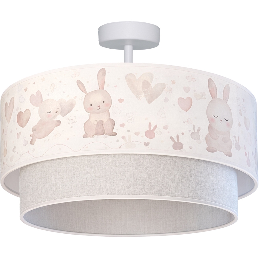 Brilagi - LED Kids' flush-mount ceiling light BOBO 1xE27/60W/230V Ø 40 cm cream/grey/rabbits
