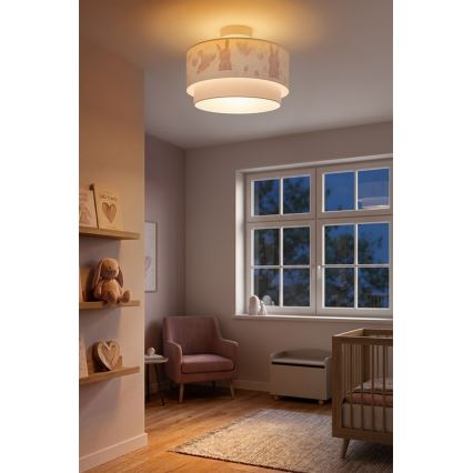 Brilagi - LED Kids' flush-mount ceiling light BOBO 1xE27/60W/230V Ø 40 cm cream/grey/rabbits