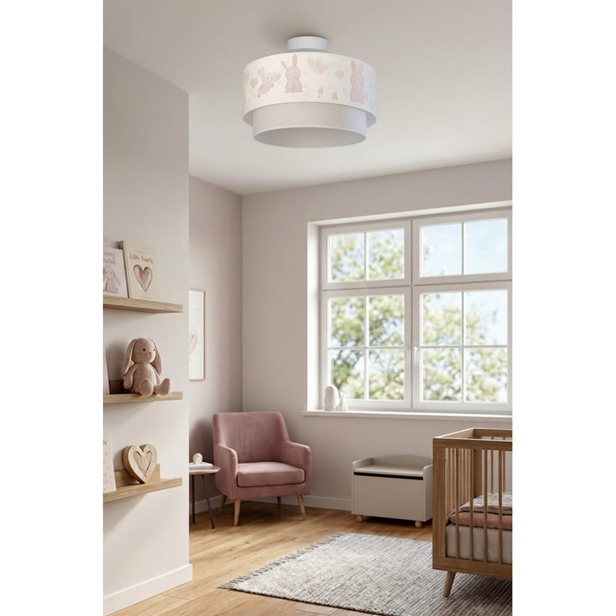 Brilagi - LED Kids' flush-mount ceiling light BOBO 1xE27/60W/230V Ø 40 cm cream/grey/rabbits