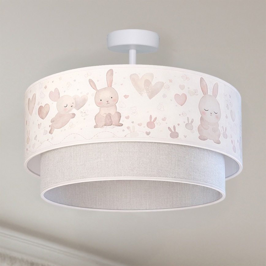 Brilagi - LED Kids' flush-mount ceiling light BOBO 1xE27/60W/230V Ø 40 cm cream/grey/rabbits