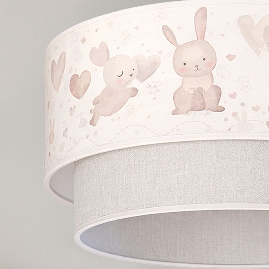 Brilagi - LED Kids' flush-mount ceiling light BOBO 1xE27/60W/230V Ø 40 cm cream/grey/rabbits