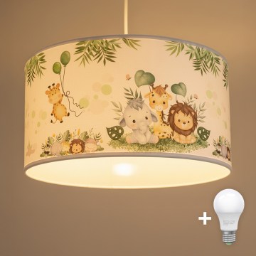 Brilagi - LED Children's pendant lamp on cable BOBO 1xE27/10W/230V pr. 35 cm white/jungle