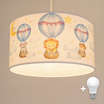 Brilagi - LED children's pendant lamp on cable BOBO 1xE27/10W/230V Ø 35 cm white/animal motif