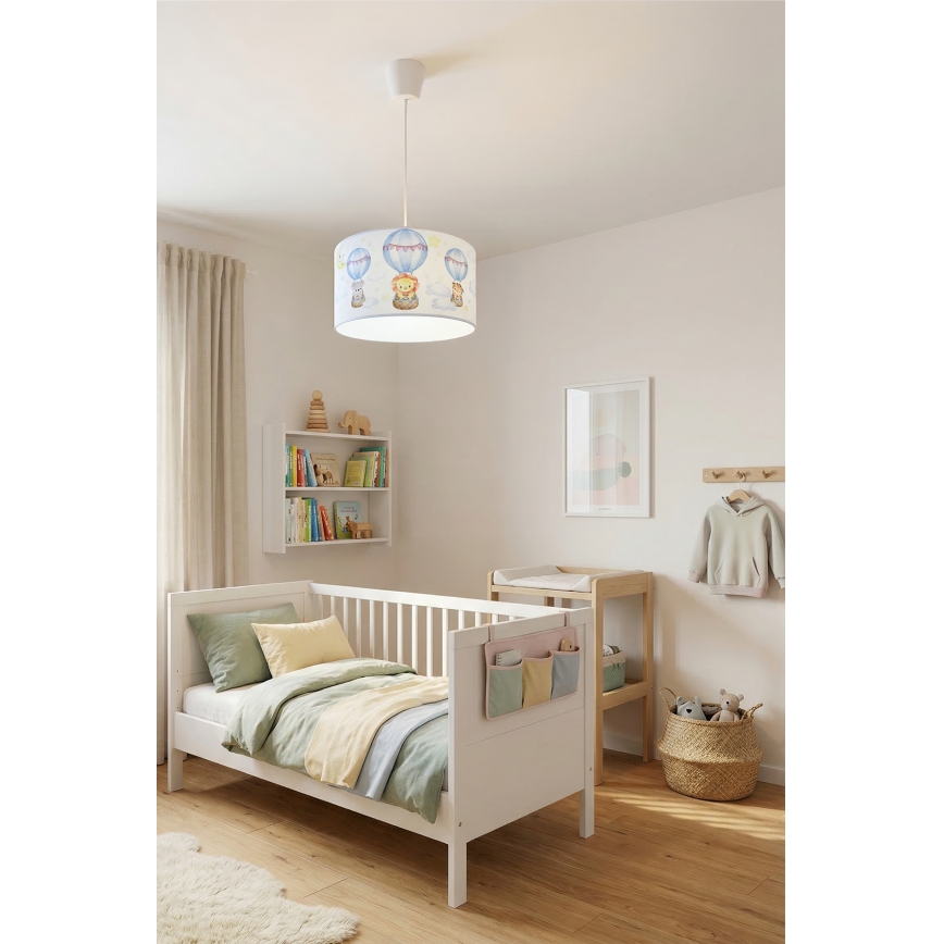 Brilagi - LED children's pendant lamp on cable BOBO 1xE27/10W/230V Ø 35 cm white/animal motif