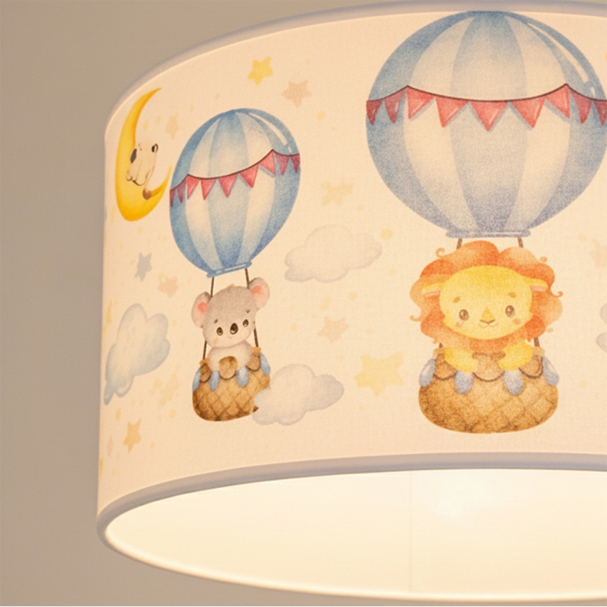 Brilagi - LED children's pendant lamp on cable BOBO 1xE27/10W/230V Ø 35 cm white/animal motif