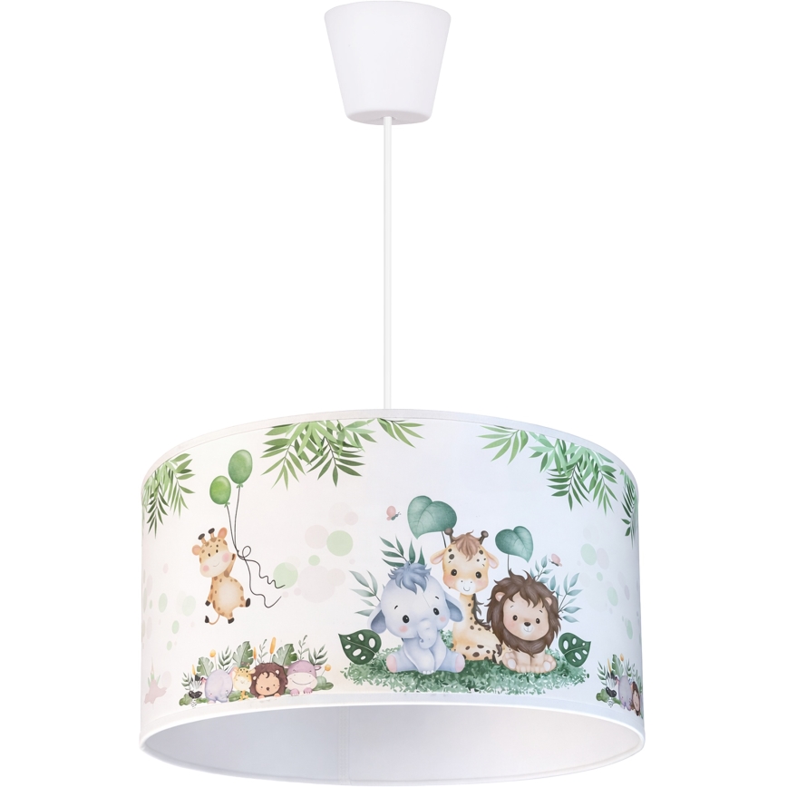 Brilagi - LED Children's pendant lamp on cable BOBO 1xE27/60W/230V pr. 35 cm white/jungle